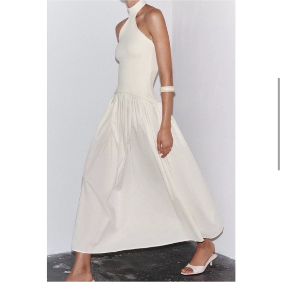 Zara Elegant White Halter Maxi Dress - Picture 3 of 9